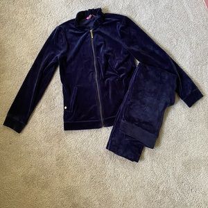 Lilly Pulitzer navy velvet sweatsuit. So soft!